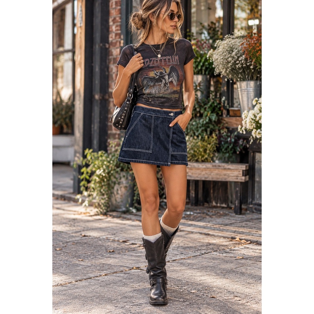 NWT Abercrombie & Fitch Denim Micro Mini Skirt Size 23 Dark Wash Y2K Indie